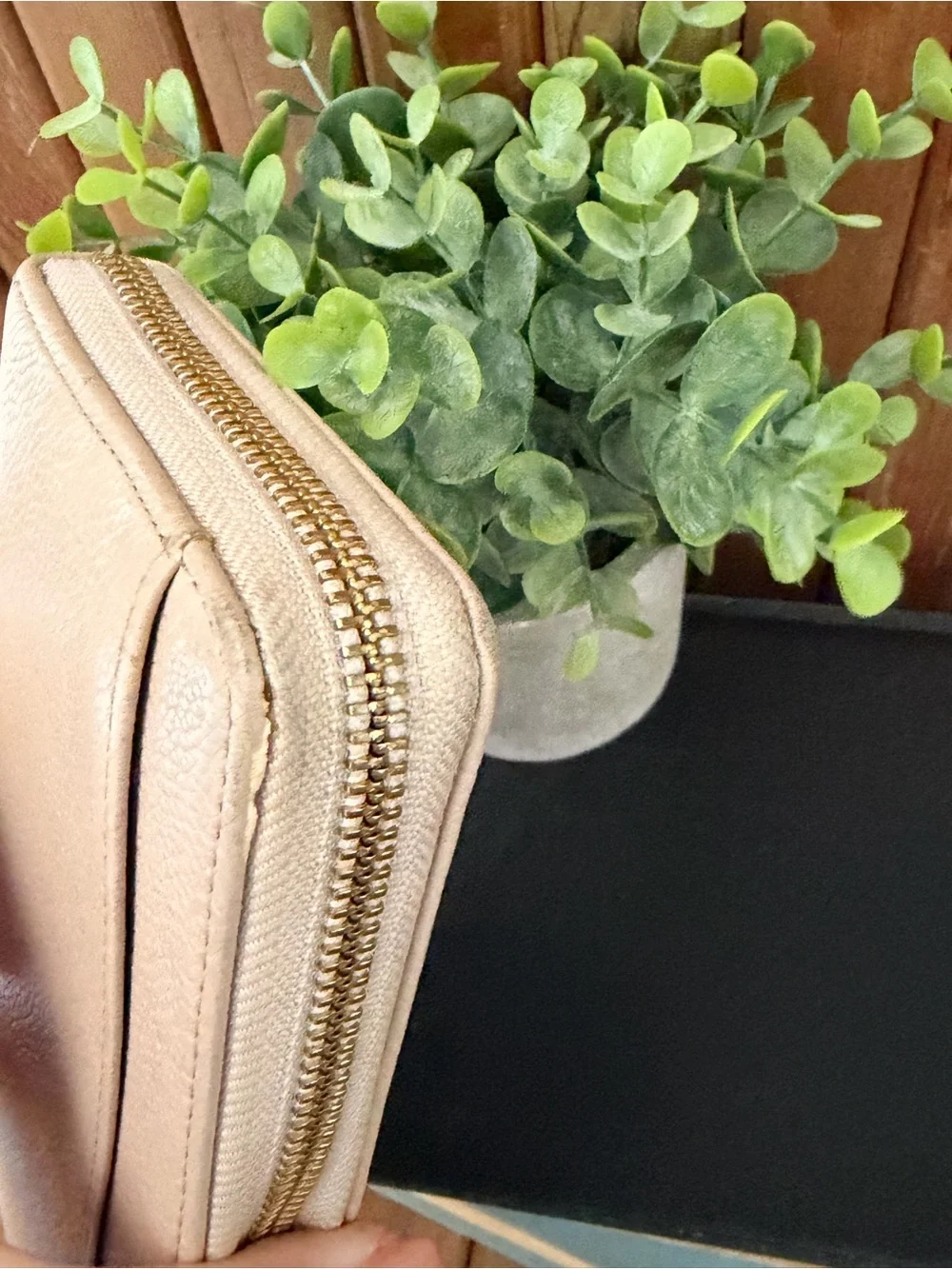 Kate Spade Blush Ivory Pebbled Leather Zip Around Continental Wallet